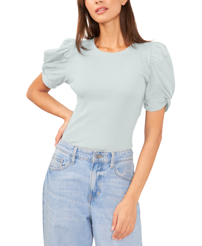 Shop 1.state Women's Puff Sleeve Short Sleeve Knit T-shirt In Blue Glass