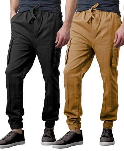 Shop Galaxy By Harvic Men's Slim Fit Stretch Cargo Jogger Pants, Pack Of 2 In Black,timber