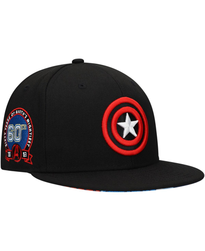 Lids Men's Black Captain America Marvel 60th Anniversary Snapback Hat In Black