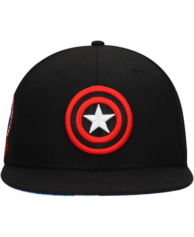 Shop Lids Men's Black Captain America Marvel 60th Anniversary Snapback Hat