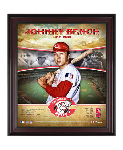 Shop Fanatics Authentic Johnny Bench Cincinnati Reds Framed 15" X 17" Hall Of Fame Career Profile In Multi