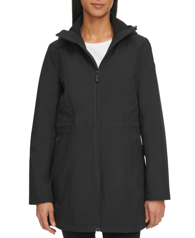 Shop Calvin Klein Women's Water-resistant Hooded Anorak In Black