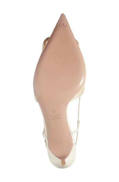 Shop Valentino Vlogo Raffia Pointed Toe Slingback Pump In Naturale/ Ivory