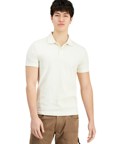 Shop Guess Men's Nolan Triangle Logo Polo Shirt In Vanilla Cream