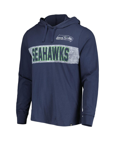 47 Brand Men's ' College Navy Distressed Seattle Seahawks Field Franklin Hooded Long Sleeve T-shirt In Navy