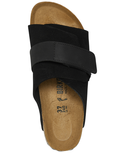 Shop Birkenstock Women's Kyoto Nubuck Suede Leather Slide Sandals From Finish Line In Black