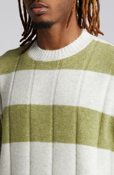 Shop Topman Stripe Crewneck Sweater In Medium Green