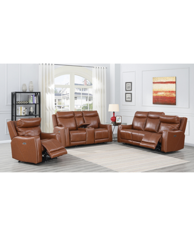 Shop Steve Silver Natalia 37" Power Recliner In Medium Brown