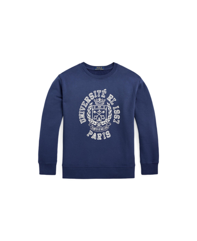 Shop Polo Ralph Lauren Big Boys Fleece Graphic Sweatshirt In Freshwater