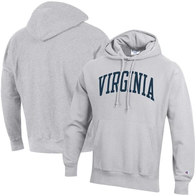 Shop Champion Heathered Gray Virginia Cavaliers Team Arch Reverse Weave Pullover Hoodie In Heather Gray