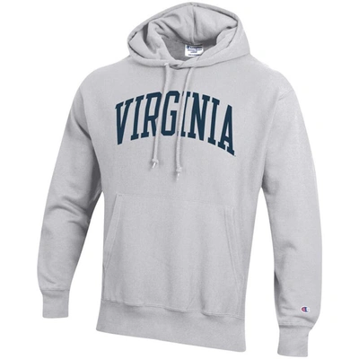 Shop Champion Heathered Gray Virginia Cavaliers Team Arch Reverse Weave Pullover Hoodie In Heather Gray