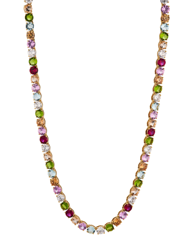 Shop Eliot Danori 18k Gold-plated Multicolor Mixed Stone 16" Tennis Necklace, Created For Macy's