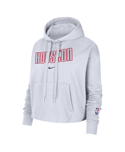Shop Nike Women's  White Houston Rockets 2021/22 City Edition Essential Logo Cropped Pullover Hoodie