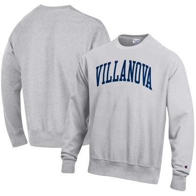 Shop Champion Heathered Gray Villanova Wildcats Arch Reverse Weave Pullover Sweatshirt In Heather Gray