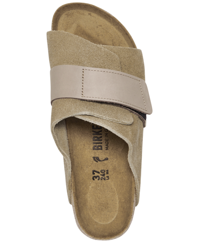 Shop Birkenstock Women's Kyoto Nubuck Suede Leather Slide Sandals From Finish Line In Beige