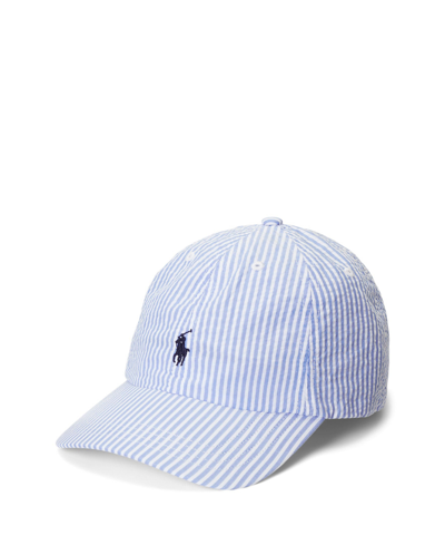 Shop Polo Ralph Lauren Big Boys Cotton Seersucker Ball Cap In A Blue,white
