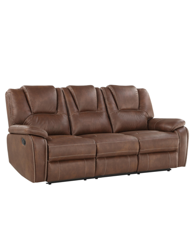 Shop Steve Silver Katrine 84" Manual Reclining Sofa In Medium Brown