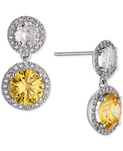 Shop Eliot Danori Silver-tone Mixed Cubic Zirconia Drop Earrings, Created For Macy's