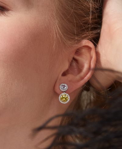 Eliot Danori Silver-tone Mixed Cubic Zirconia Drop Earrings, Created For Macy's In Silver