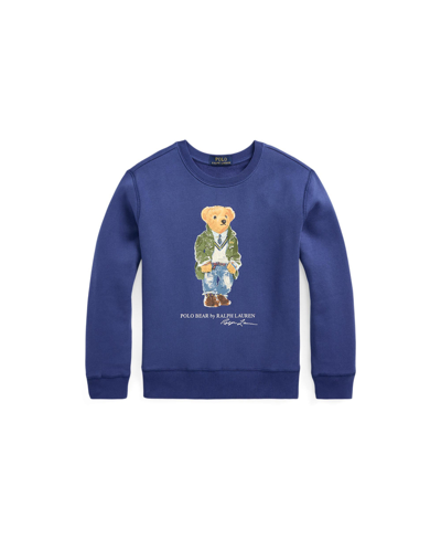 Shop Polo Ralph Lauren Toddler And Little Boys Polo Bear Fleece Sweatshirt In Paris Bear Beach Royal