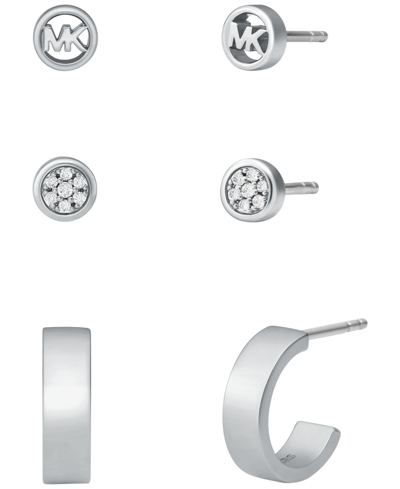 Shop Michael Kors Trio Earrings Gift Set In Silver