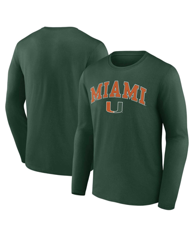Shop Fanatics Men's  Green Miami Hurricanes Campus Long Sleeve T-shirt