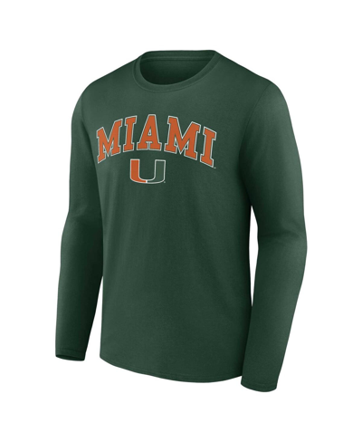 Shop Fanatics Men's  Green Miami Hurricanes Campus Long Sleeve T-shirt