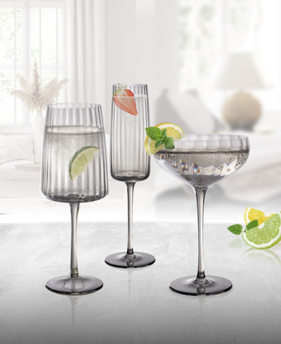 Qualia Glass Modern Flute Glasses, Set Of 4 In Gray