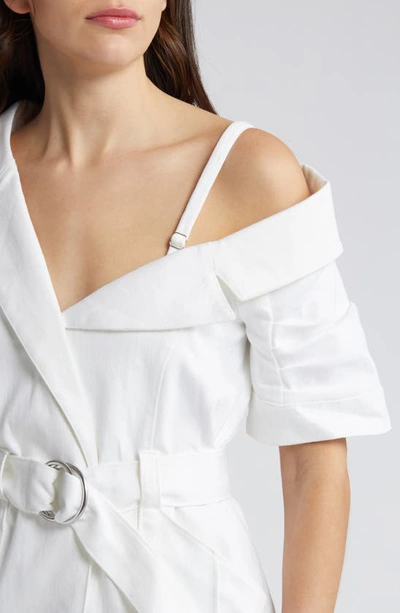 Shop Cinq À Sept Milly Asymmetrical Belted Utility Dress In White