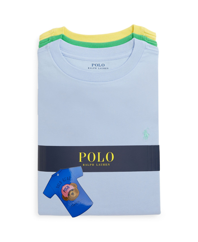 Shop Polo Ralph Lauren Big Boys Cotton Jersey Crewneck T-shirts, Pack Of 3 In Bl Hycnth,cls Kly,oasis Ylw