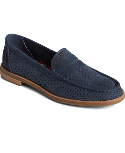 Shop Sperry Women's Seaport Penny Leather Navy Loafers