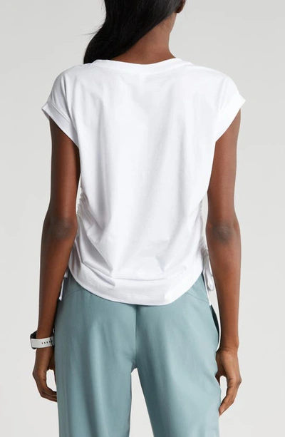 Shop Zella Cinchy Cinched Side Pima Cotton T-shirt In White