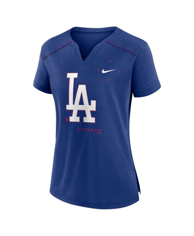 Shop Nike Women's  Royal Los Angeles Dodgers Pure Pride Boxy Performance Notch Neck T-shirt