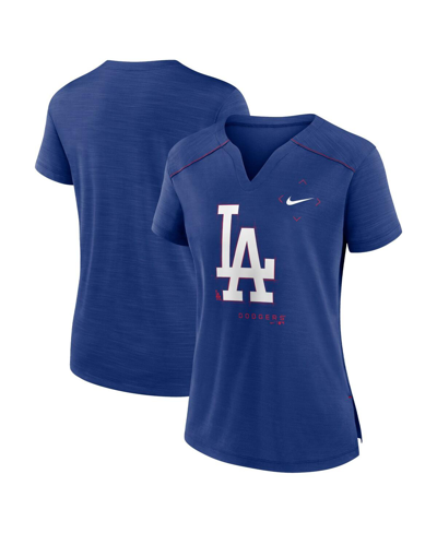 Shop Nike Women's  Royal Los Angeles Dodgers Pure Pride Boxy Performance Notch Neck T-shirt