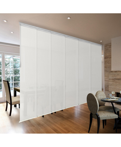 Shop Rod Desyne Pewter Mesh Blind 6-panel Single Rail Panel Track Extendable 70"-130"w X 94"h, Panel Width 23.5" In White