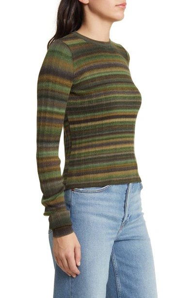 Shop Re/done Space Dye Stripe Rib Wool Sweater In Green Space Dye