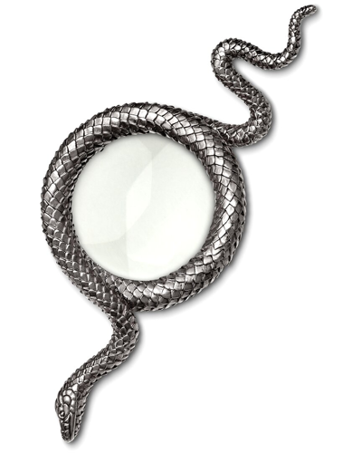 Shop L'objet Snake Platinum Magnifying Glass In Gold