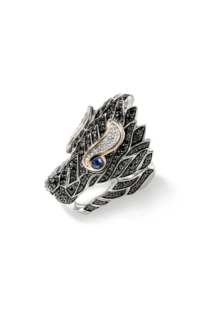 Shop John Hardy Naga Sapphire Ring In Silver/black