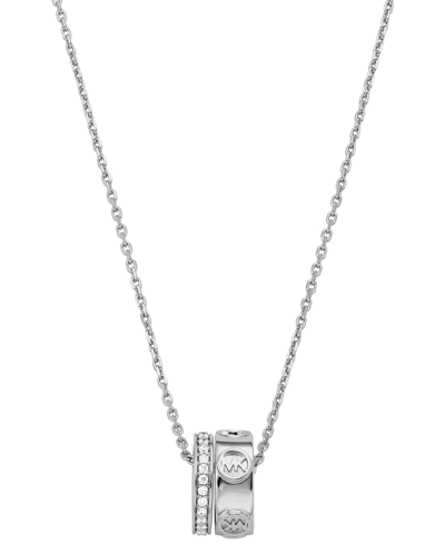 Shop Michael Kors Gold-tone Or Silver-tone Logo Ring Pendant Necklace