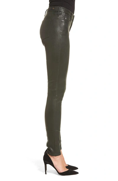 Shop Ag The Legging Super Skinny Leather Pants In Climbing Ivy