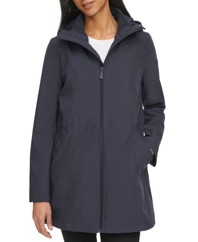 Shop Calvin Klein Women's Water-resistant Hooded Anorak In Navy