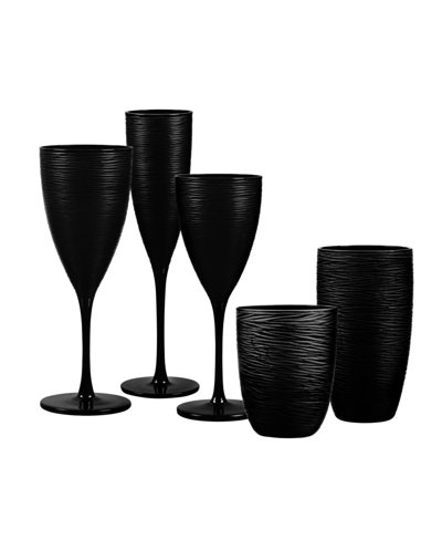 Qualia Glass Artisan Flute 6.5 oz Wine Glass, Set Of 4 In Black