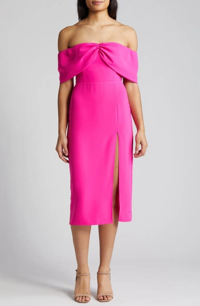 Shop Amanda Uprichard Darien Off The Shoulder Cocktail Dress In Hot Pink