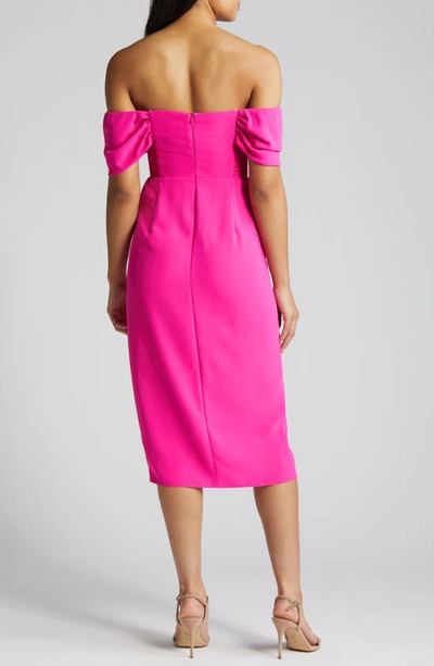 Shop Amanda Uprichard Darien Off The Shoulder Cocktail Dress In Hot Pink