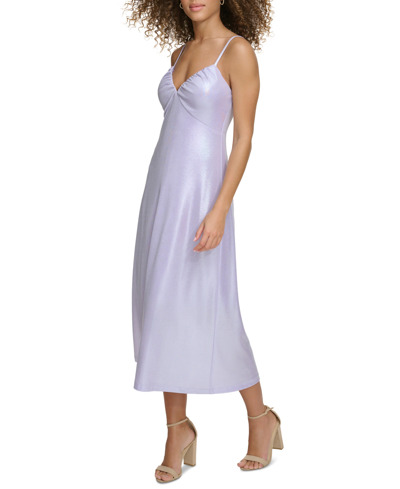 Shop Siena Women's Liquid-knit V-neck Midi Slip Dress In Lilac