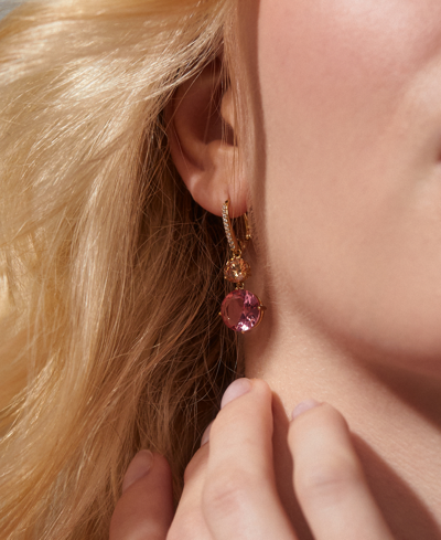 Shop Eliot Danori 18k Gold-plated Multicolor Cubic Zirconia Double Drop Earrings, Created For Macy's