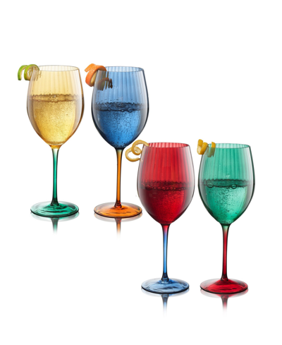 Qualia Glass Festive Ap Wine Glasses, Set Of 4 In Blue,yellow,red,green