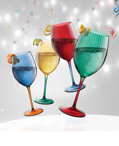 Qualia Glass Festive Ap Wine Glasses, Set Of 4 In Blue,yellow,red,green