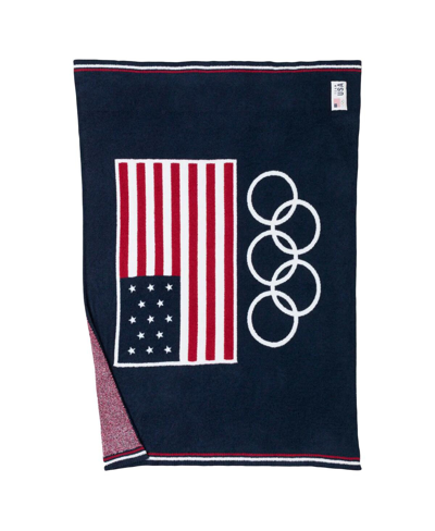 Shop Alpha Team Usa Barefoot Dreams Cozychic Olympic Rings Throw In Navy