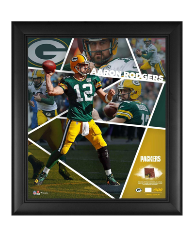 Shop Fanatics Authentic Aaron Rodgers Green Bay Packers Framed 15" X 17" Impact Player Collage With A Piece Of Game-used Foo In Multi